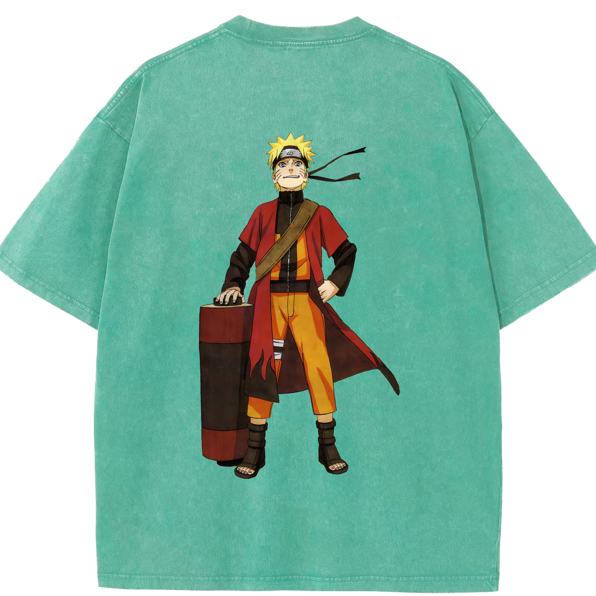 （画像用） NARUTO -ナルト- うずまき ナルト Uzumaki Naruto 綿100% ヴィンテージ風 半袖Tシャツ（背面プリント）